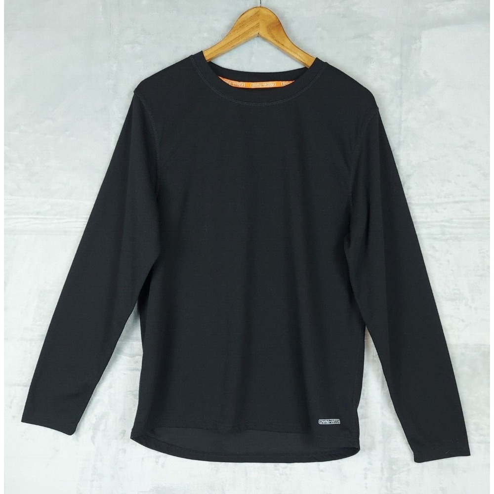 Omni Wool Shirt Men Size XL Black Base Layer Long Sleeve Crew Neck Outdoor